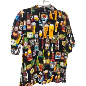 Cactus Black Label Men's Medium Multicolor Brewery Hawaiian Beer Button Up Shirt